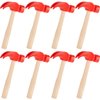 Lewtemi 8 Pcs Wooden Hammer Toys Simulation Hammers Small Toy Hammer Maintenance Tools Toys for Education Little Teenagers School Gift Birthday Party, Red, 6.5 Inches