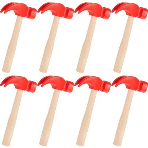 Lewtemi 8 Pcs Wooden Hammer Toys Simulation Hammers Small Toy Hammer Maintenance Tools Toys for E...