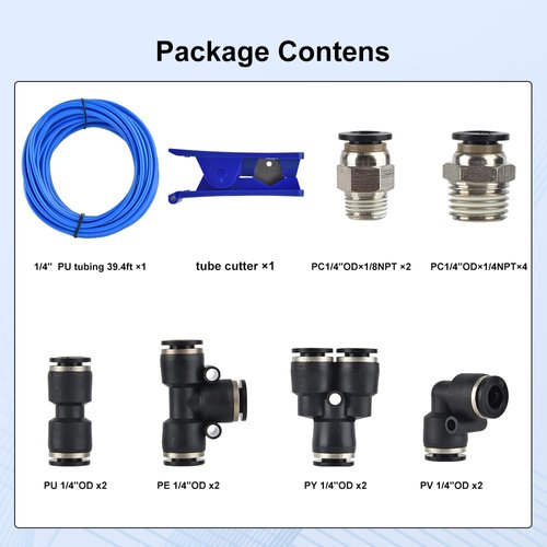 CNAODUN Pneumatic Tubing Blue PU Air hose Pipe Tube Kit 1/4 inch OD 1/6 ID 39.4ft/12 Meter for Air Line or Fluid Transfer