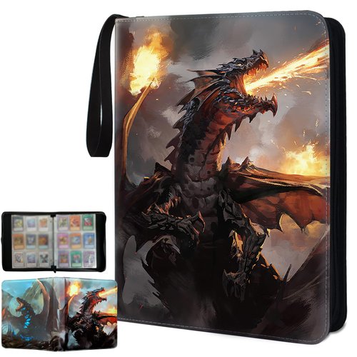 sabermaster MTG Card Binder Fits 900 Cards Card Collector Album Holder,with 50 Removable Sleeves Toys Gifts for Boys Girls (A)
