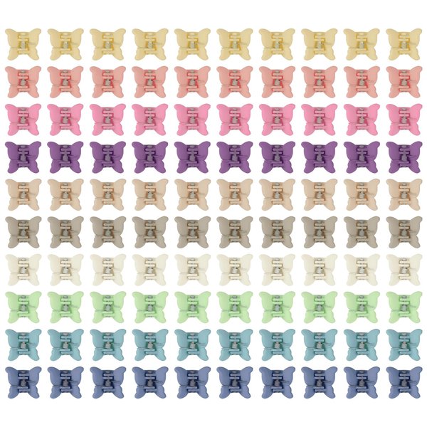 YISSION Mini Hair Claw Clips - 100Pcs Cute Random Butterfly Clips for Girls, Toddlers, Kids & Women's 90s Y2K Hair Accessories