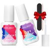 Modelones 5 Pcs Dip Powder Liquid Set with 2 in 1 Base & Top Coat and Activator, Dipping Powder System Essential Kit with nail tools for French Nail Art Manicure
