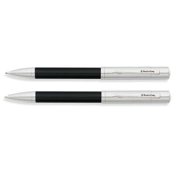 Franklin Covey Greenwich Tuxedo Black w/Chrome Appointments Ballpoint Pen & 0.9mm Pencil Set