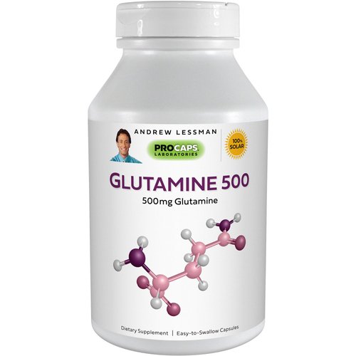 ANDREW LESSMAN Glutamine 500 mg - 240 Capsules - Free Form Amino Acid. Supports Skeletal Muscle and Gastrointestinal Health. Maintains Healthy Kidneys, Liver, Heart & Brain. Easy-to-Swallow Capsules.