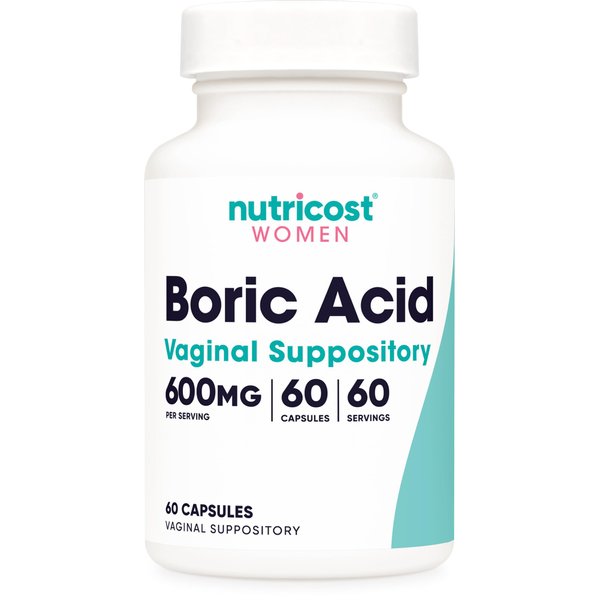 Nutricost Boric Acid 600mg, 60 Capsules - Vaginal Suppository - Non-GMO - for Women