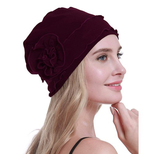 osvyo Chemo Headwear Turban Cap for Women - Cancer Beanie Hair Loss Sealed Packaging Wine