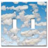Art Plates - Double Gang Toggle OVERSIZE Switch Plate - OVER SIZE Decorative Metal Wall Plate - Clouds - (Made in USA)