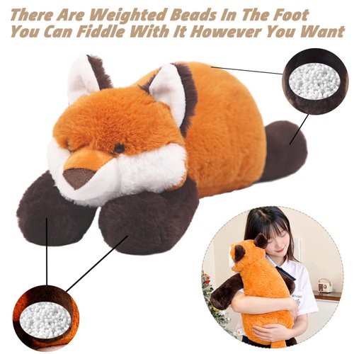 ARELUX Soft 18in Red Fox Stuffed Animals: Fox Plush Cute Cuddly Body Pillow Hug Sleeping Fluffy Wild Animal Toys Bed Decor Plushie Doll Friends Family Member