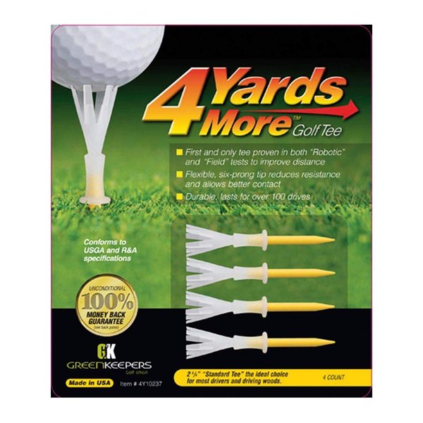 4 Yards More Golf Tee - 2 3/4" Standard (4 Yellow Tees)