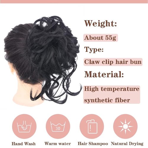 Uotp Claw Synthetic Hair Bun Messy Curly Hair Bun Chignon Elastic Ponytail Scrunchy Hair Band Hair Pieces Hair Ring Wrap For Women Hairpins (#86H10)