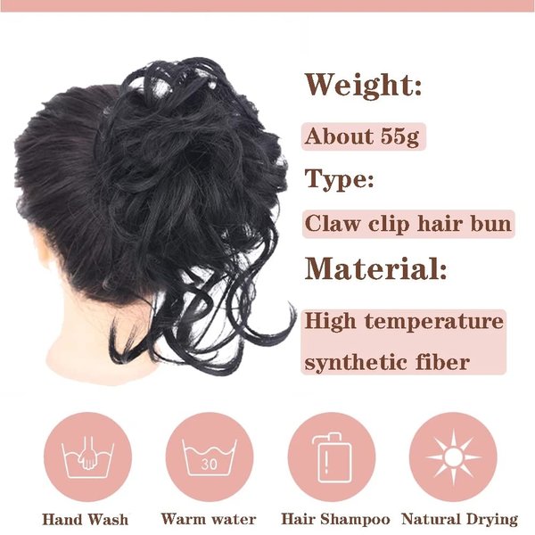 Uotp Claw Synthetic Hair Bun Messy Curly Hair Bun Chignon Elastic Ponytail Scrunchy Hair Band Hair Pieces Hair Ring Wrap For Women Hairpins (#86H10)