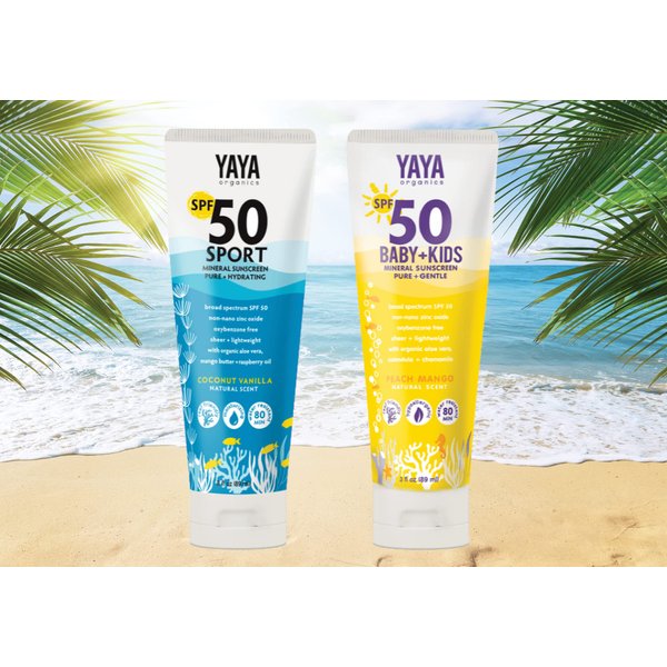 YAYA ORGANICS Baby + Kids Mineral Sunscreen Lotion, SPF 50, Reef-Friendly, Non-Nano Zinc Oxide, Water-Resistant, Hypoallergenic, Pure + Gentle for delicate skin, 3 oz