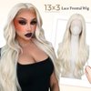 Lady Miranda 26 Inch 13×3 Platinum Blonde Wig Synthetic Lace Front Wig HD Lace Front Wigs 180% Density Synthetic Lace Front Wigs Pre Plucked Natural Blonde Lace Front Wigs Synthetic Hair For Women