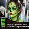 MEICOLY Christmas Makeup Kit,Christmas Green Face Paint Makeup,Wicked Witch Cosplay,Lime Green Face Paint+White Face Paint Stick+Black Eyeliner+Red Liquid Lipsticks+False Eyelash+Setting Powder+Sponge