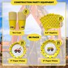 DK&Co. At Home Construction Birthday Party Supplies Plate Set- Serves 24 Construction plate and utensils for toddlers; Excavator Birthday Party Supplies Construction Theme Birthday Party Supplies