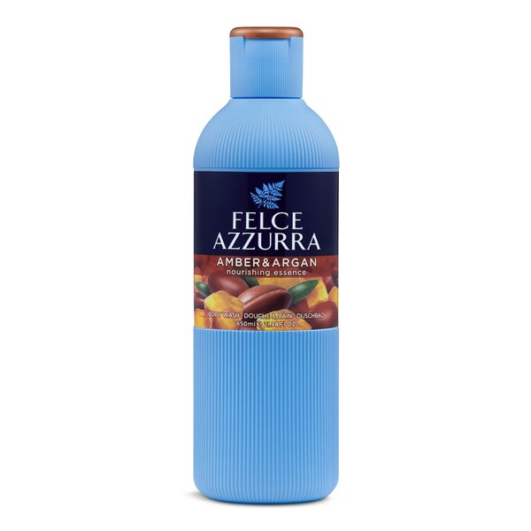 Felce Azzurra Amber And Argan - Nourishing Essence Body Wash - Rich In Essential Oils - Envelops Your Skin In A Sensual Amber And Argan Scent - Perfumed Feeling - Comfort And Satisfaction - 22 Oz