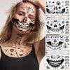 Halloween Makeup Temporary Halloween Tattoos Stickers Prank Chucky Witch Fake Face Decals Zombie Makeup Scar Skeletons Cosplay Tattoos for Adults Women Girls Kids DIY Eye Mouth Clown Makeup Kit Party