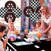 PIXHOTUL Race Car Party Decorations - 3 Pcs Checkered Race Track Tablecloths, 8 Pcs Foil Race Car Balloons Black Checkered Flag Table Cover for Kids and Adults Race Car Birthday Party Supplies