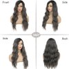 Tseses Ombre Grey Black Curly Wavy Long Wigs for Women Synthetic Hair Wigs Dark Roots Hair Women Full Wig Cosplay Halloween Party Daily Use (Ombre Grey)