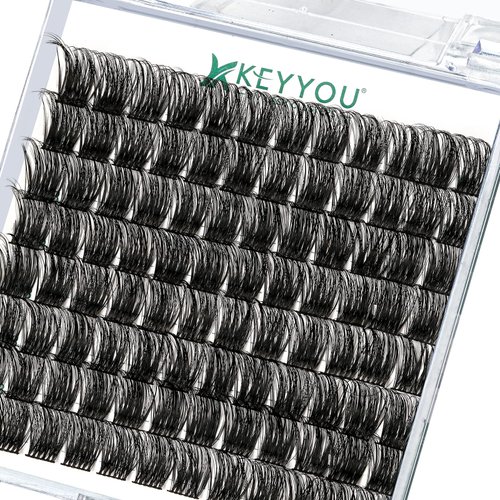 Lash Clusters 96pcs Individual Lashes D Curl 18mm Cluster Lashes KEYYOU Volume Wispy Lash Extension Soft&Comfortable Easy DIY at Home(Y12 D-18mm)