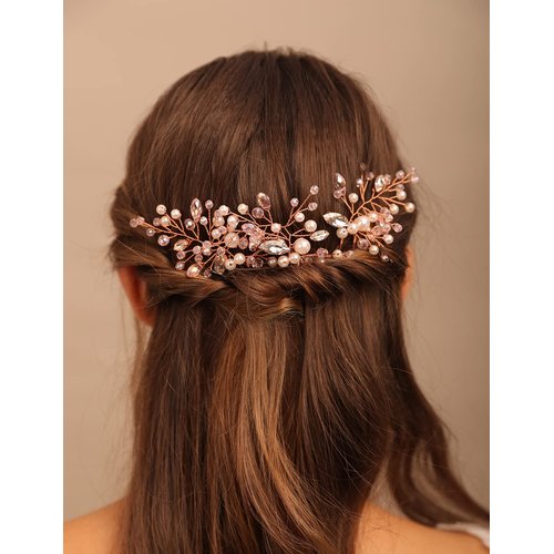 Teyglen Bride Wedding Crystal Pearls Hair Pins Vintage Pearl Hair Pins Set Bridal Rhinestone Hair Pieces Headpieces Vintage Hair Accessories Jewelry Set for Women Girls (Mint Green)