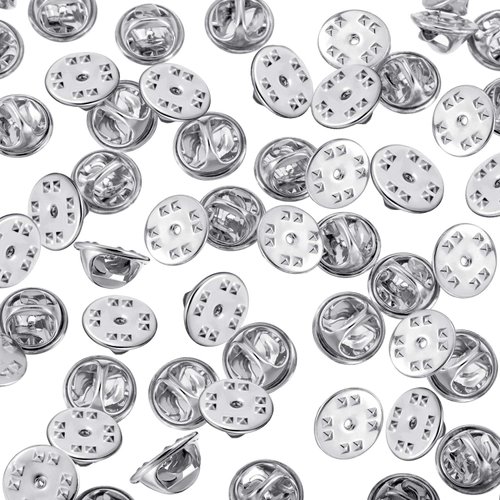 50 Pieces Pin Backs Sliver Lapel Pin Backs Butterfly Clutch Pin Backs Replacement Metal Enamel Pin Backing for Craft Making
