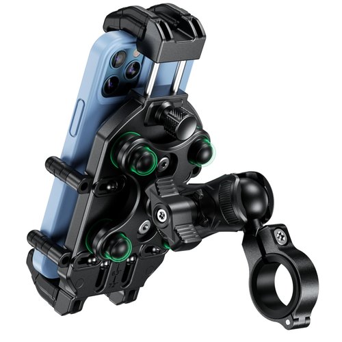 BRCOVAN Motorcycle Phone Holder with Vibration Dampener & High-Speed Secure Lock, Anti-Theft Motorcycle Phone Mount Handlebar Cellphone Holder for Bike Bicycle Scooter ATV Fit 5.4''-7.2'' Smartphones
