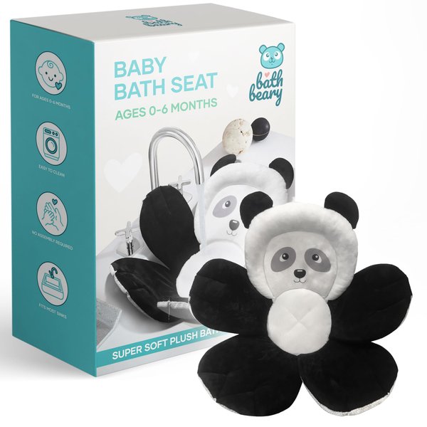 Baby Bath Seat, Newborn Sink Bath Tub Cushion, Infant Bathing, Baby Bathtub Seat, Panda Bear Design Cushion for Baby Bath Soft and Plush, Washable Baby Bath Cushion