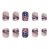 July 4 Press on Nails Short Square Artificial Acrylic Nails USA Flag Pattern False Nails Stripe Design Fake Nails Full Cover Glossy Coffin Nails Holiday Nails Glue on Nails for Women Independence Day
