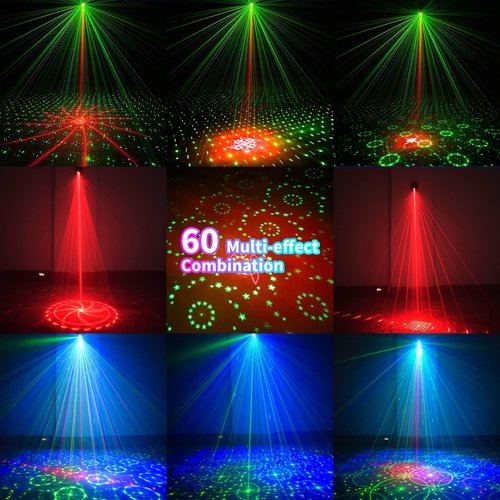 POCOCO DJ Disco Stage Party Lights - Battery Powered Laser Light - Sound Activated Strobe Projector for Christmas Halloween Decorations Karaoke Pub KTV Bar Dance Gift Birthday Wedding