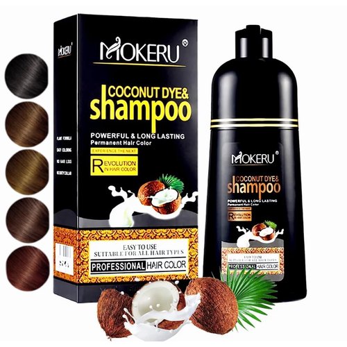 Generic MOKERU Professional Argan COCONUT Oil Hair Dye Color Shampoo 500 ML (Dark Brown)