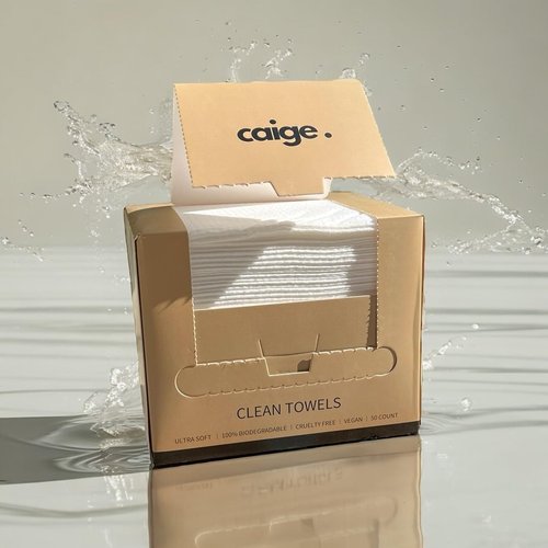 CAIGE. Disposable Face Towelette, Ultra Soft,100% Biodegradable Face Towel, Makeup Remover Dry Wipe, Sensitive Skin, Baby Wipes, Travel, Vegan, Cruelty Free, XL, 10x12, 50 Ct