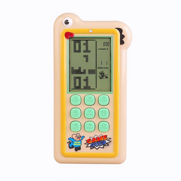 HLF Cartoon Block Game Console Big Screen 23/26 Bricck Game Dual Mode Silicone Buttons Dual Powered by Rechargeable Lithium Battery/AA Retro Handheld Portable Toy Children/Teens Gifts (Khaki)