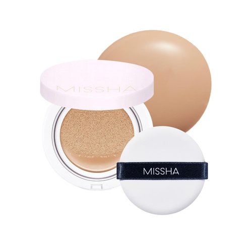 MISSHA Magic Cushion Foundation No.25 Warm beige for light/medium with neutral skin tone Flawless Coverage, Dewy Finish,Easy Application for All Skin Types