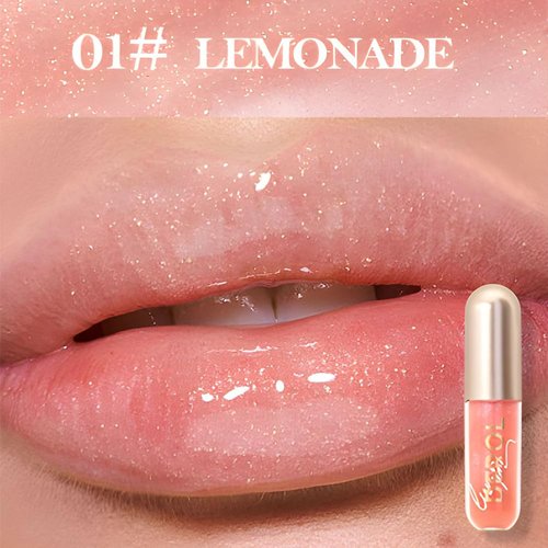 DIDILY Lip Blam Gloss, Tinted Lip Treatment Shimmery Plumping Lip Gloss Non-Sticky Long-Lasting Lips Oil, Lemonade