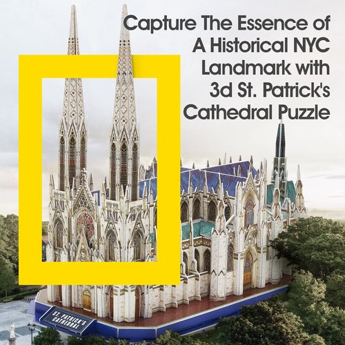 CubicFun 3D Puzzles for Adults St. Patrick's Cathedral Model Kits, New York Architecture Puzzles for Adults Desk Building Toys for Kids Ages 8+, 117 Pieces with Booklet Xmas Gifts