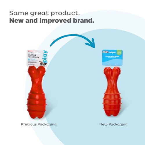 Petstages Grunt Fetch Stick Dog Toy, Bunny, Red