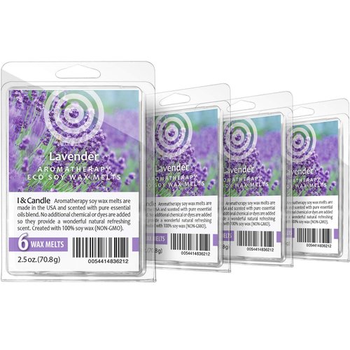 I & Candle Aromatherapy Wax Melts. 100% Soy Wax. (Lavender (4 Pack))
