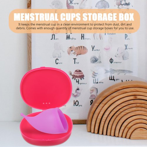 2Pcs Period Cup Storage Case Menstrual Cup Plastic Holder Menstrual Disc Cleaner for Travel Pink