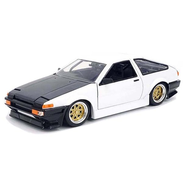 1986 (AE 86) RHD (Right Hand Drive) White with Black Hood Tuners Series 1/24 Diecast Model Car by Jada 35956