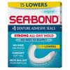 Sea Bond Secure Denture Adhesive Seals, Original Lowers, Zinc-Free, All-Day-Hold, Mess-Free, 15 Count (Pack of 1)