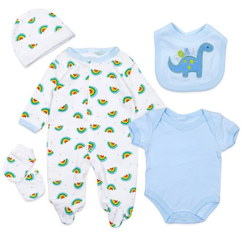 Reborn Baby Doll Clothes Outfits 5-Pieces Set for 17- 22" Reborn Dolls Cute Animal and Rainbow Design Newborn Doll Clothing Accessories