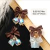 6 Pcs Christmas Nail Charms Xmas 3D Resin Nail Charms Brown Bow with Aurora Bell Designs Nail Charms for Acrylic Nails Bell Nail Art Charms for Women DIY Winter Nail Art Decorations Crafts