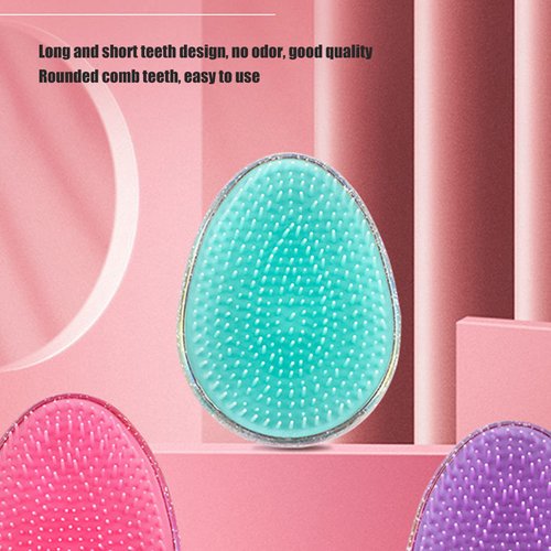 Dioche 2pcs Egg Round Shape Comb, Anti-knot Massage Comb, Wet and Dry Use Portable Scalp Massage Detangling Brush for Beauty Salon and Home