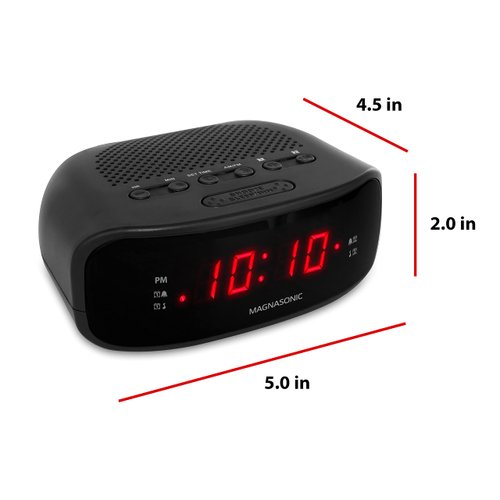 Magnasonic Digital AM/FM Clock Radio with Battery Backup, Dual Alarm, Sleep & Snooze Functions, Display Dimming Option,White (EAAC201)