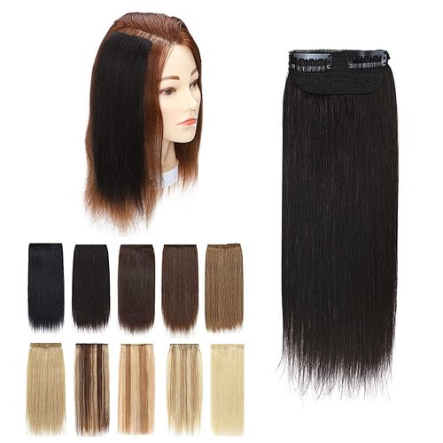 MY-LADY Invisible Clip in Mini Hair Extensions for Short Hair Wiglets Hairpieces for Thinning Hair 8 Inch Dark Brown Short Extension Hair Clips Real Hair