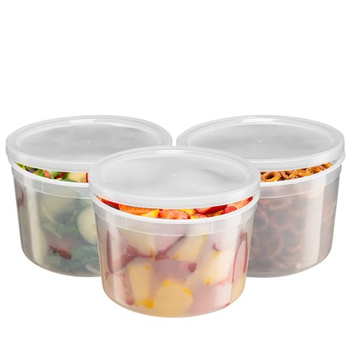 Comfy Package, (12 Sets 64 oz. Disposable Plastic Food Storage Deli Containers With Lids, Ice Cream Bucket & Soup Pail