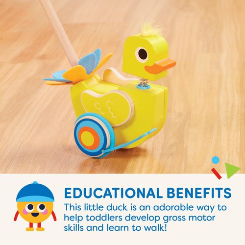 Battat – Waddling Push Toy – Wooden Duck – Walks & Flaps – Silly Sounds & Bobble Head – 12 Months + – Quack & Go Duck