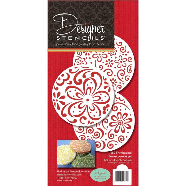 Color Splash Cookie Stencil Set by Designer Stencils Beige/semi-transparent, fits 4 inch cookie