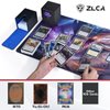 ZLCA Card Deck Box for MTG Cards with 2 Dividers, Card Storage Box Fits 100+ Single Sleeved Cards, PU Leather TCG Card Deck Case Holder for Magic Commander Yugioh (Black&Purple,Lotus)